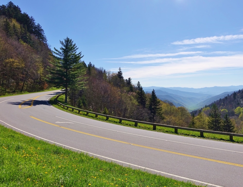 Mountain Side Road at Great Smoky Mountains National Park in Tennessee